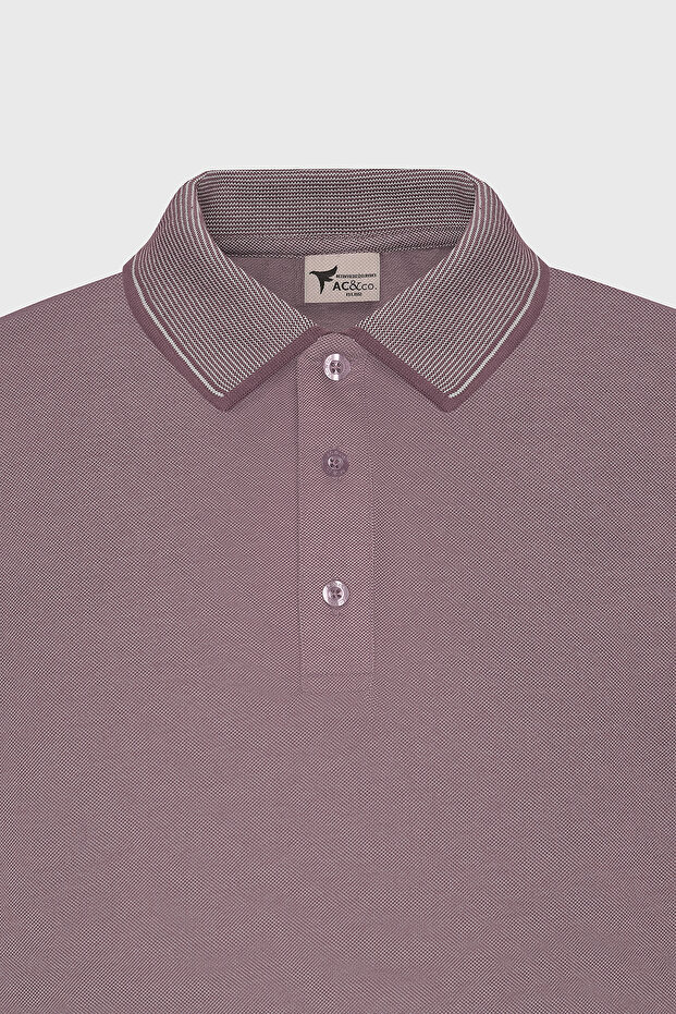 Erkek Çekmeyen Pamuklu Kumaş Slim Fit Dar Kesim Bordo Kıvrılmaz Polo Yaka T-shirt - 10