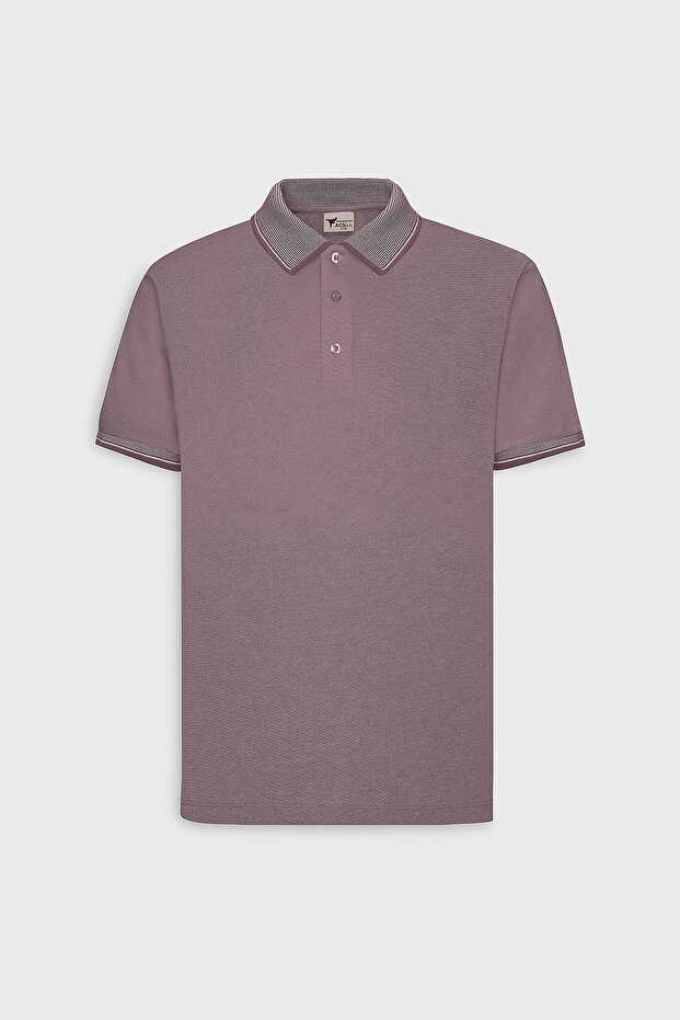 Erkek Çekmeyen Pamuklu Kumaş Slim Fit Dar Kesim Bordo Kıvrılmaz Polo Yaka T-shirt - 9