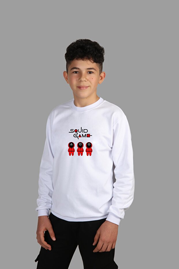 Girls'/Boys' Knitted Crew Neck Sweatshirt Squid Game11 Digital Printed
