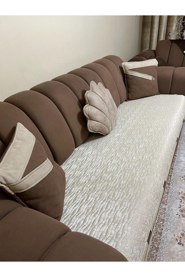 Süngerli Koltuk Örtüsü Yeni Moda Ekru Rengi 1 Adet 210*170 Cm - 8