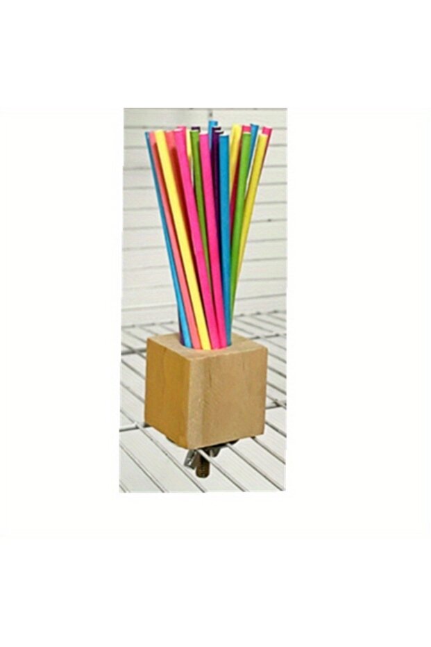 B Parrot Wooden Toy Rainbow Paper Stick Grinding Teeth Biting and Ventilating Swing Stand Stick