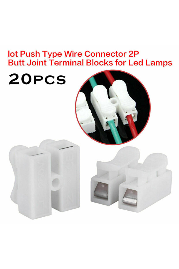 20pcs CH2 Spring Quick Wire Connectors Cable Clamps Terminal Block LED Strip Light Replace Electr... - 1