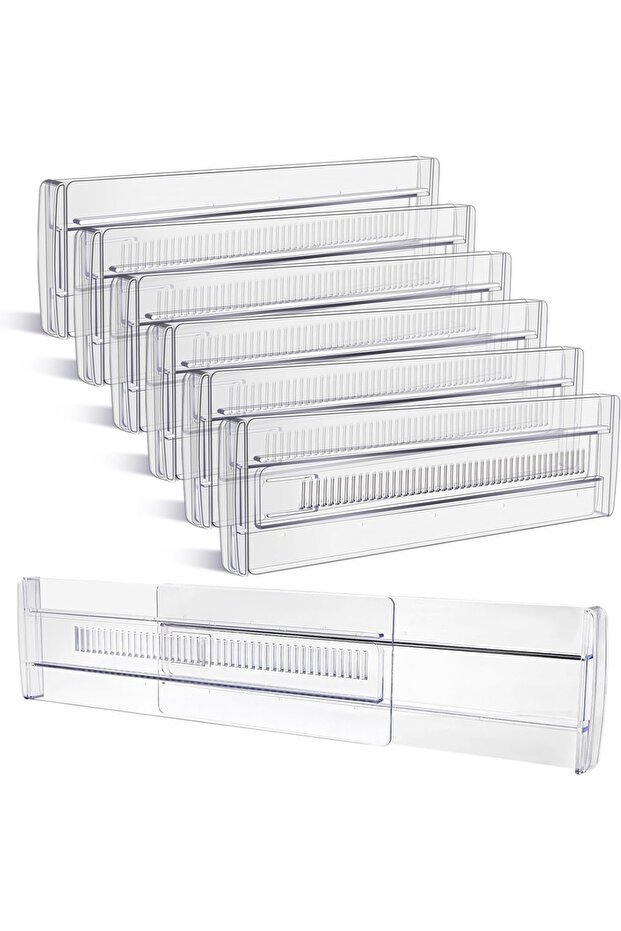 Transparent Drawer Dividers, 6Pack Adjustable Drawer Organizer, Clear Expandable Dresser Organizer f