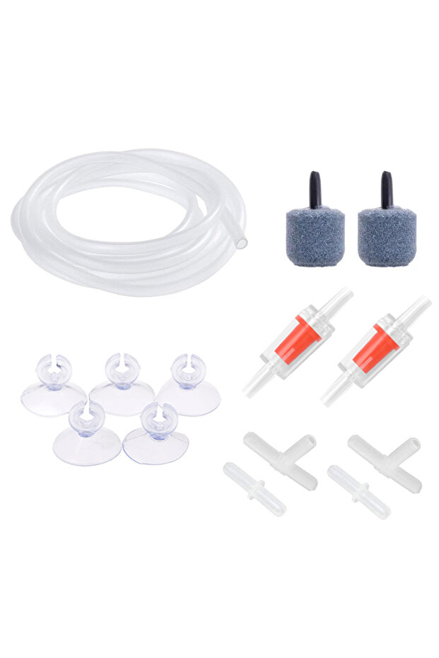 Kit Aquarium Air Pump Accessories Kit with Air Stone Bubble Aerator, Check Valves, Suction Cups, Air