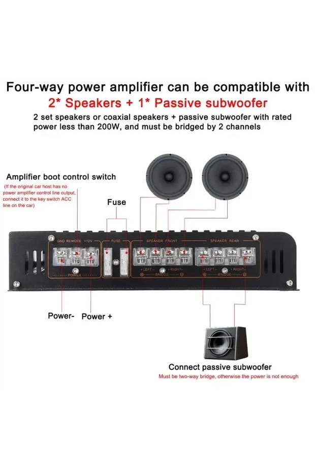 Class AB Car Audio Modified 4-channel 4*80w High-power Audio Amplifier Four-door Speaker Active S... - 4