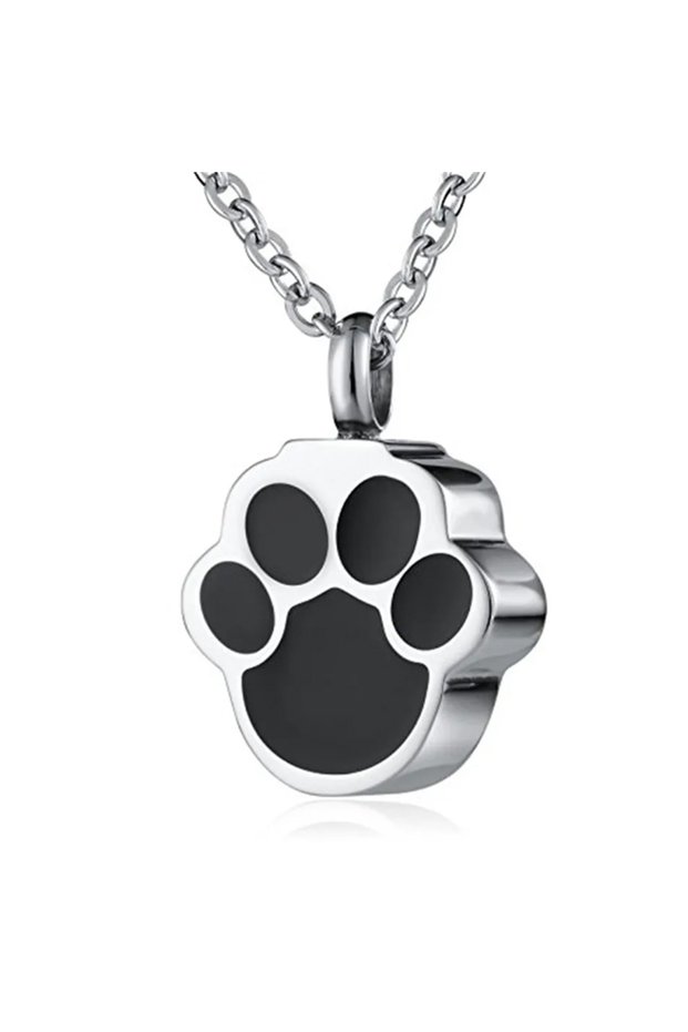 Silver Pet Cat Dog Paw Print Cremation Jewelry for Ashes Wearable Urn Necklace Keepsake Memorial Pen