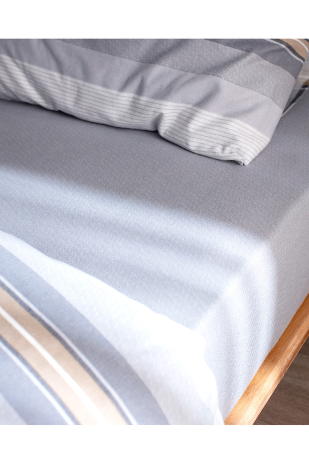 Destry Tek Kişilik %100 Pamuk Flanel Nevresim Takımı - Gri - 4