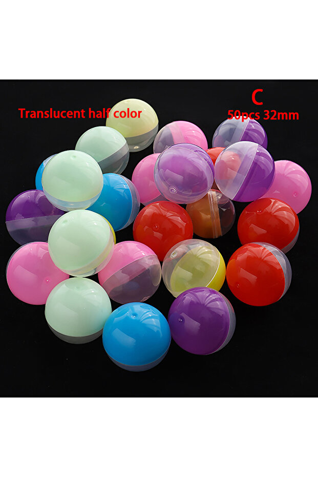 C 50Pcs Mini 32MM Clear Transparency Plastic Capsule Toy Surprise Ball Tiny Container Making Things.