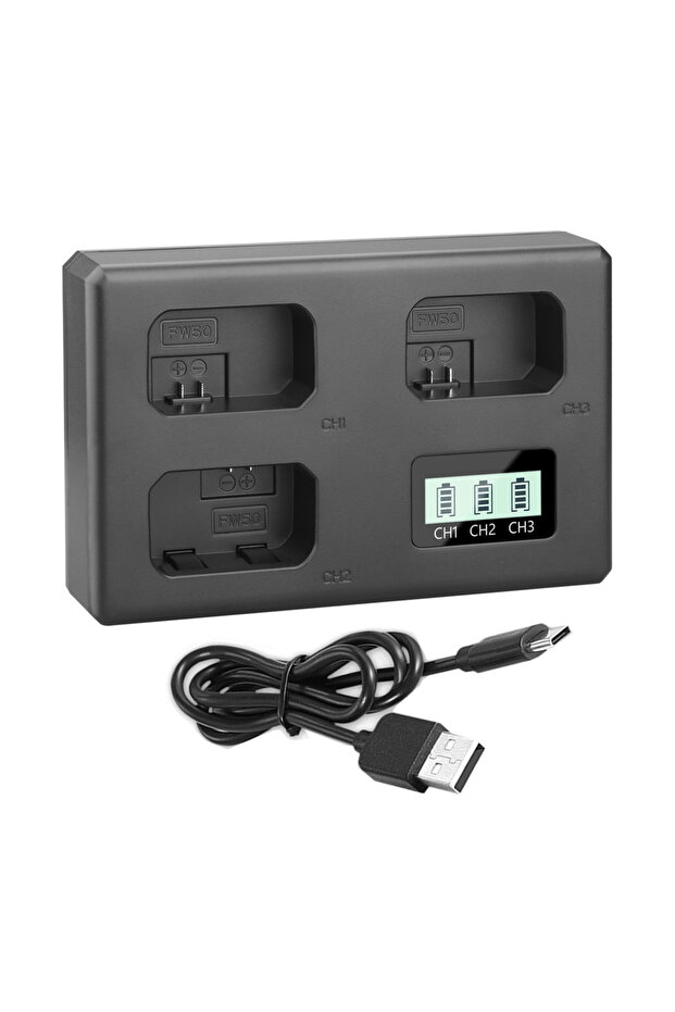 probty 1 Chager NP-FW50 NPFW50 Battery Charger 3 Slot Charger for Alpha ZV-E10 A6400 A6500 A6300 A6