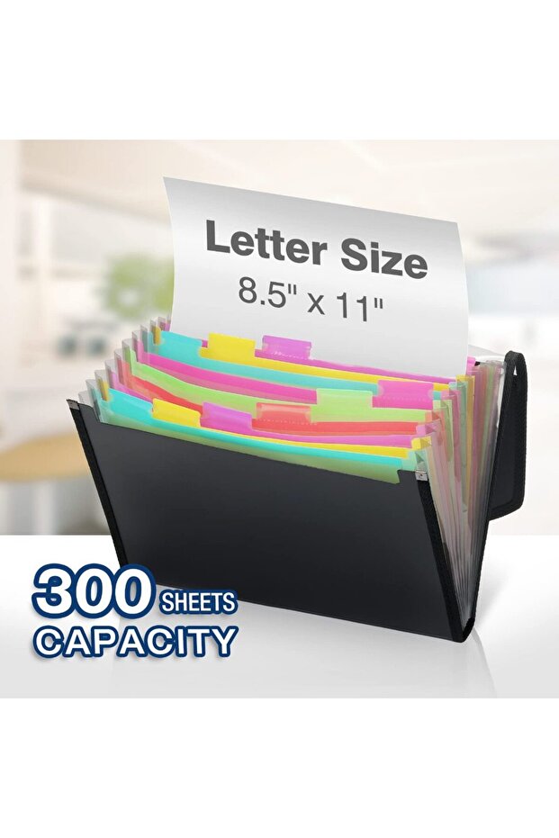 Black File Folders 13 Pockets, Expanding File Folders Organizer, Expandable Binder Document Organize - 3