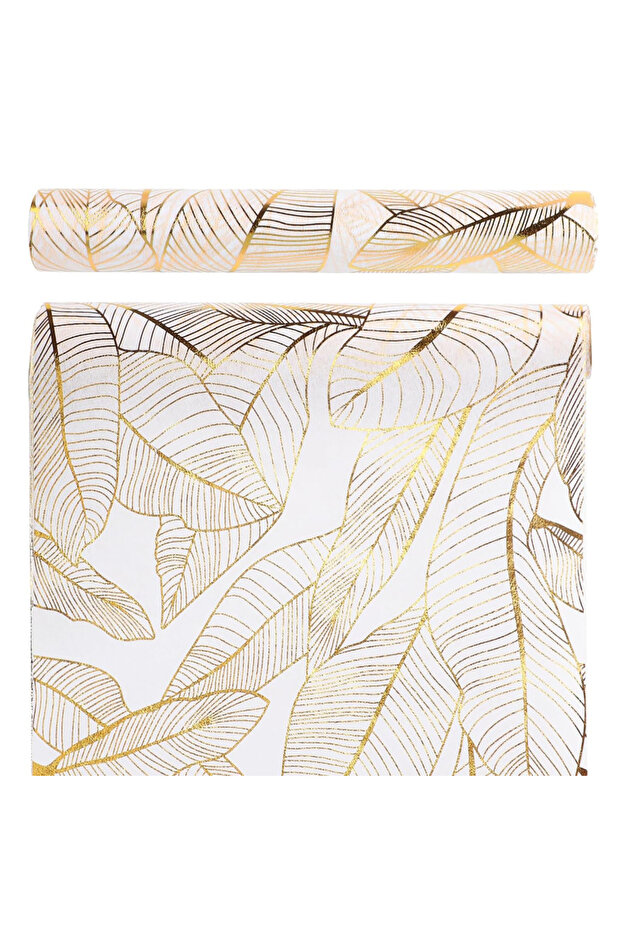 30*280cm Gold Golden Leaf Organza Metallic Table Runner for Home Kitchen Party Table Decoration