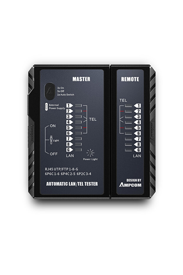 Black AMPCOM Network Cable Tester LAN Wire Tester Tool Networking Tool Ethernet Cable Repair For RJ4 - 1