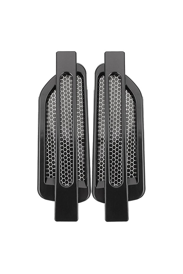 F1-470-Black 1pair Car Side Fender Vent Sticker Air Flow Spoiler Racing Intake Grille Trim Chrome De