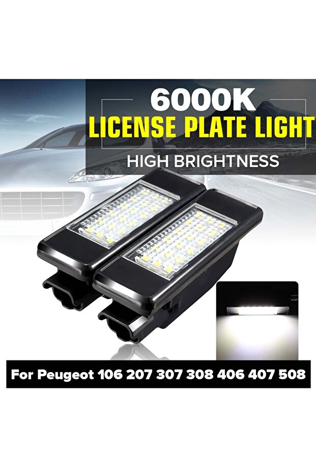 2X For Peugeot 106 207 307 308 406 407 508 For CITROEN C3 C4 C5 C6 C8 Car 18LED SMD License Numbe...