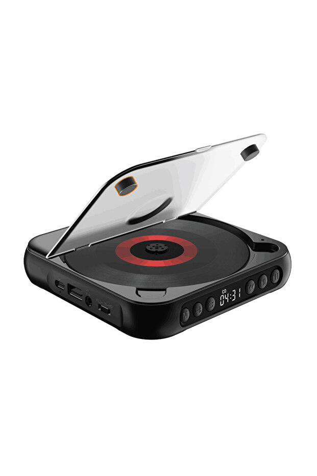 Black CD Player Portable BT Music Player CD Runner with Dustproof Cover 6 Modes A-B Repeat Timer Rem - 1