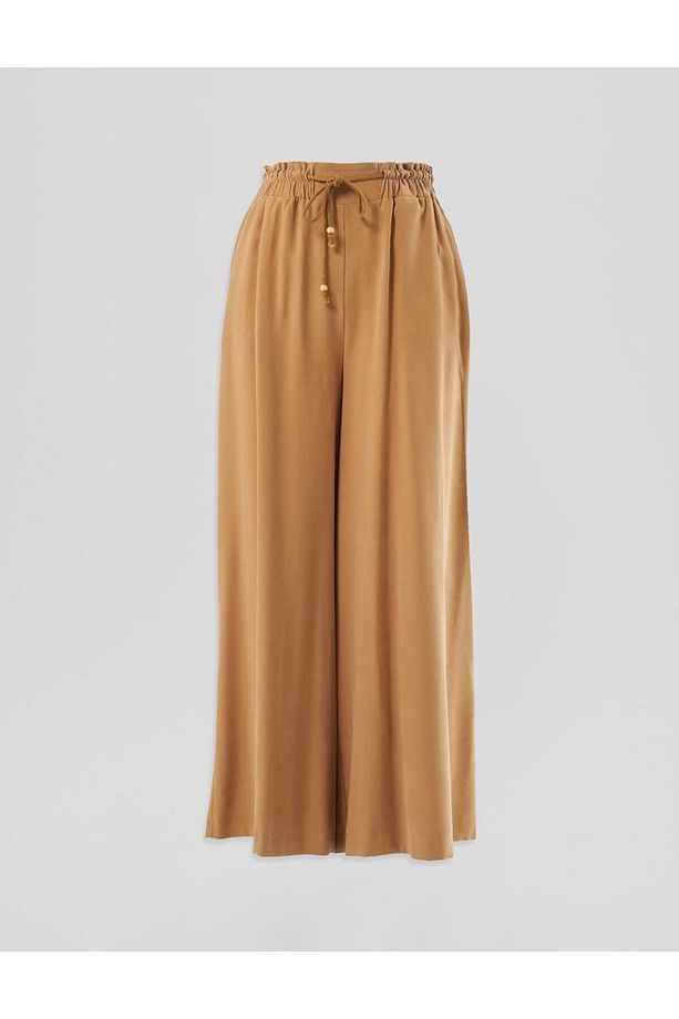 Geniş Paça Rayon Pantolon Tütün - 4