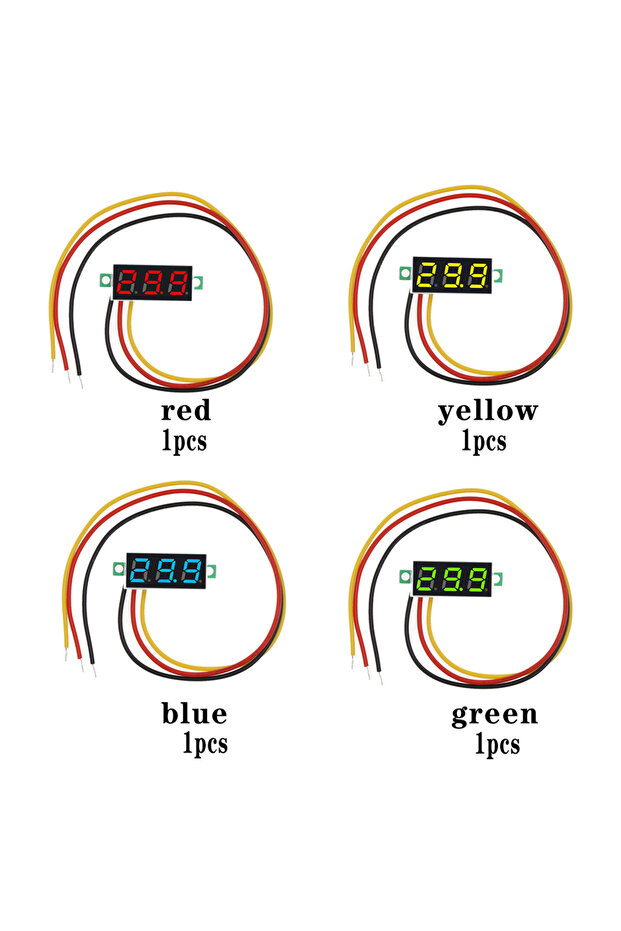 Mix 4pcs Mini Digital Voltmeter 0.28inch 3 Wire Voltage Tester Led Display Panel Voltmeter Red Green