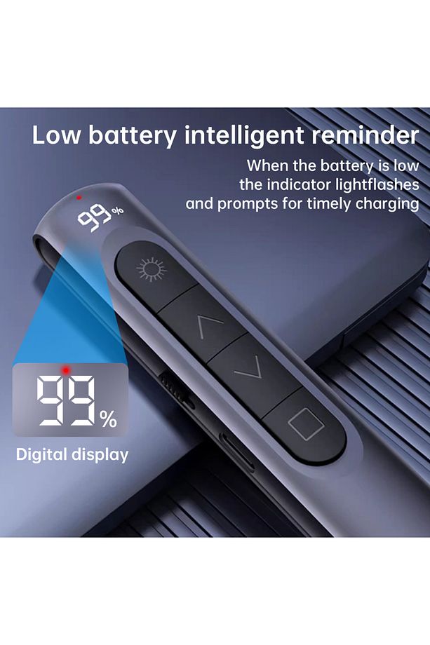 S12 Pointer Lazer Sunum Kalemi Şarj Edilebilir Dijital Led Ekran Sunum Kumandası Menzil 100-m - 3