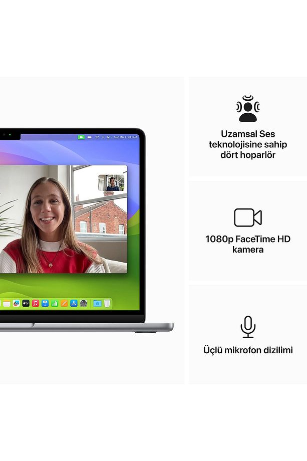 MC8K4TU/A/MacBook Air Apple M3 İşlemci (8 Çekirdek CPU-8 Çekirdek GPU)/16GB RAM/256GB SSD/13,6 - 6