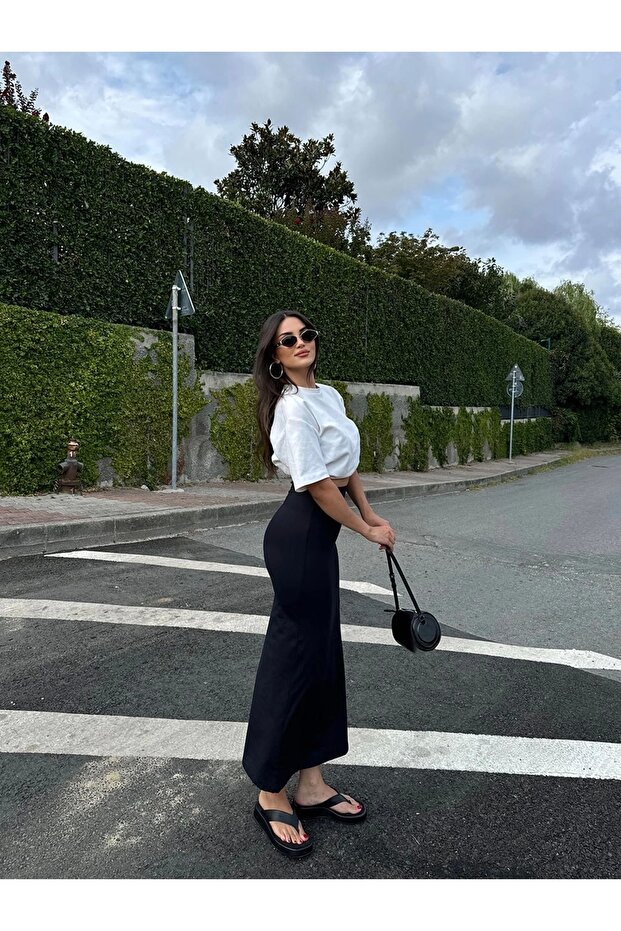 Yırtmaçlı Maxi Boy Etek - 9