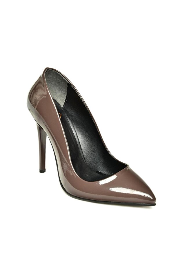 8922151908   Καφέ λουστρίνι γυναικεία παπούτσια με λεπτό τακούνι - 7