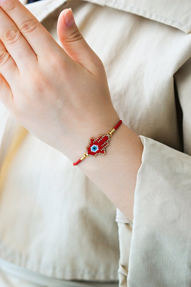 Ka-027 Miyuki Bracelet - Fatma Mother Hand Series - Red