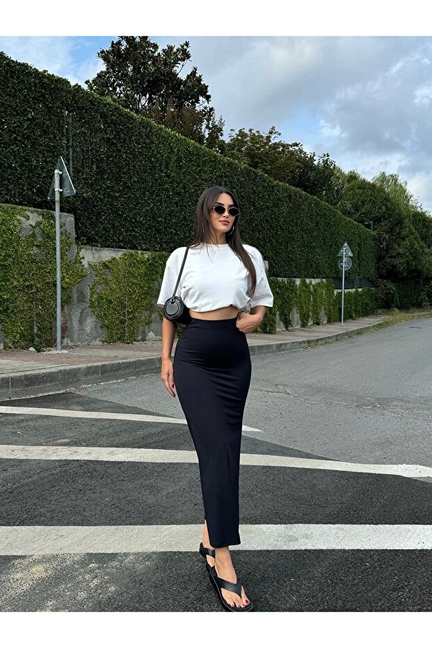 Yırtmaçlı Maxi Boy Etek - 1