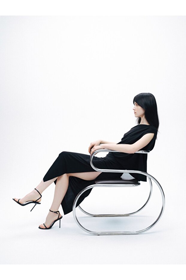 Drape Detaylı Maxi Elbise - 6