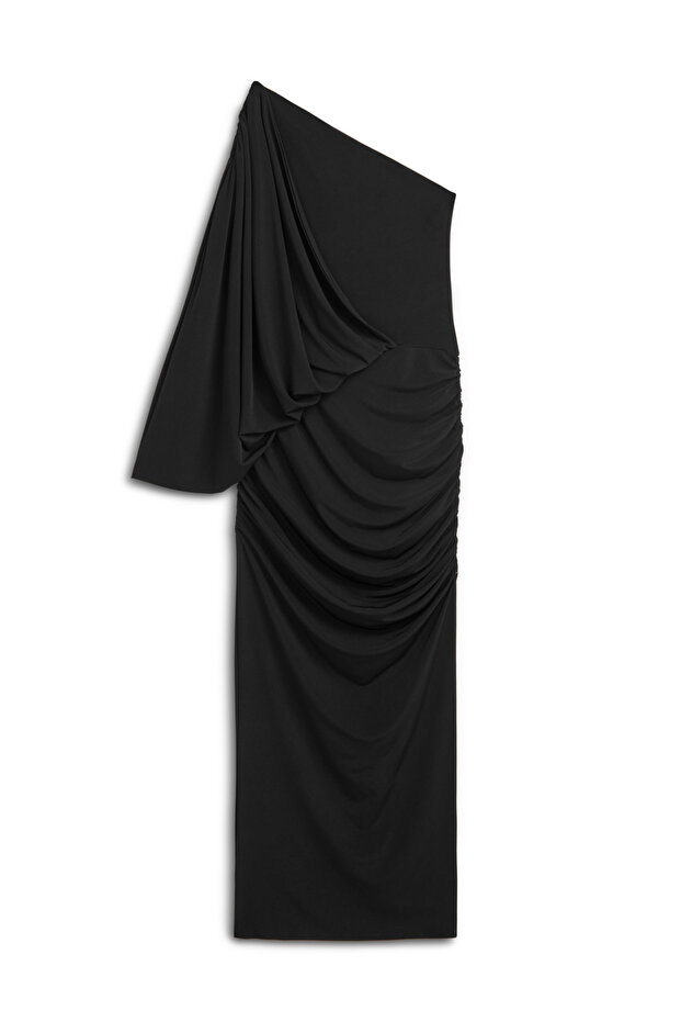 Drape Detaylı Maxi Elbise - 8