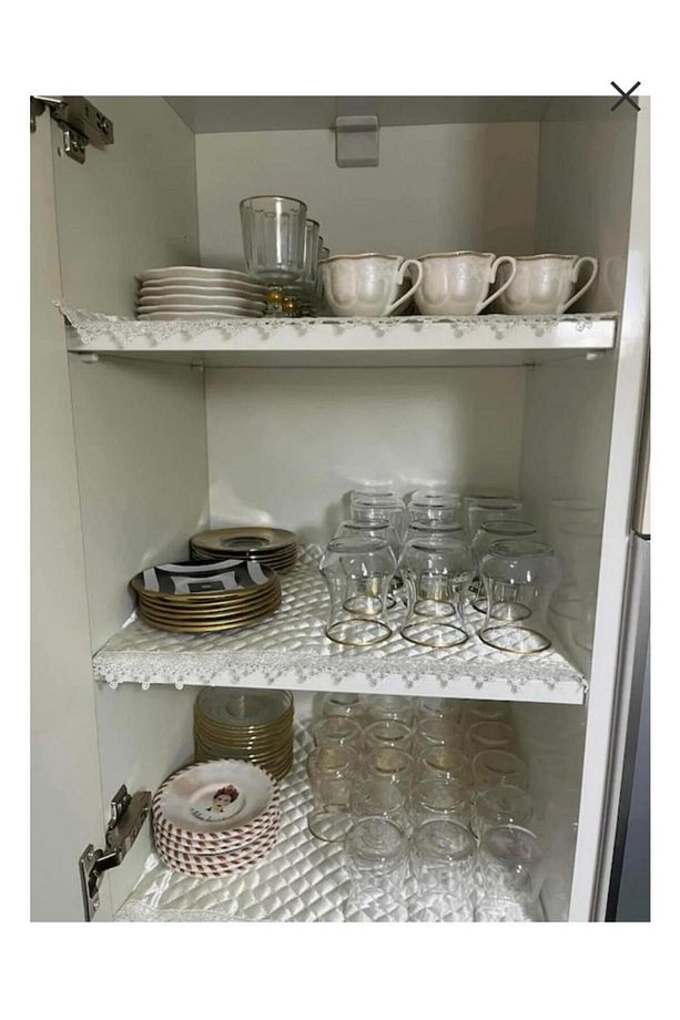 Krem 50 Cm X 10 Mt Fransız Güpür Lüks Saten Kapitone Raf Örtüsü / Çekmece Örtüsü / Dolap Içi Örtü - 4