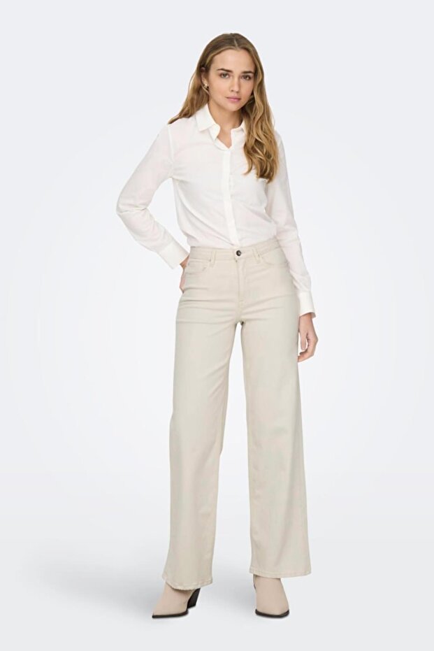Women's High Waist Wide Leg Cropped Jean Pants - Madison Blush