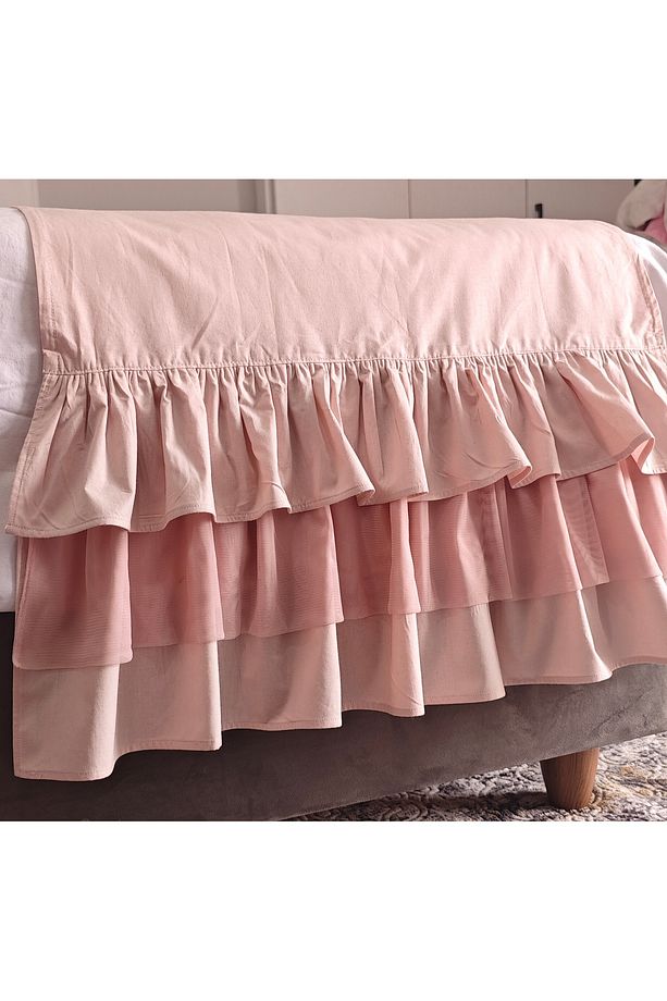 Yatak Runner & Tek Kişilik Fırfırlı Tüllü Pudra Pembe 60 x 170 1 Adet Yastık 50 x 70 - 4