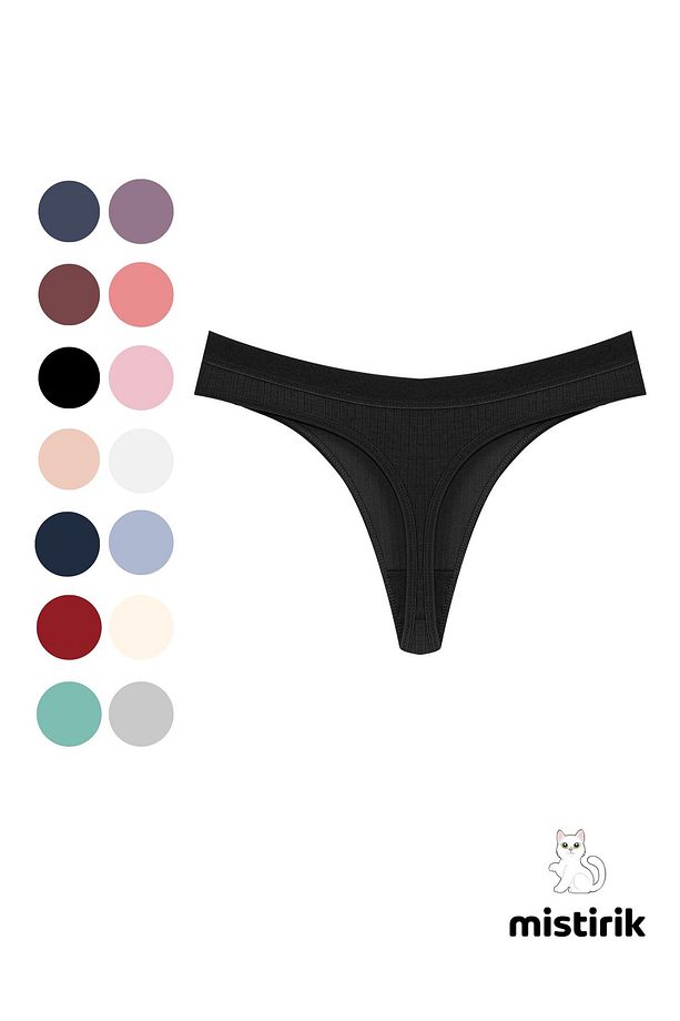 Paulo Model Fitilli Esnek Kumaş String Tanga Siyah Renk - 3