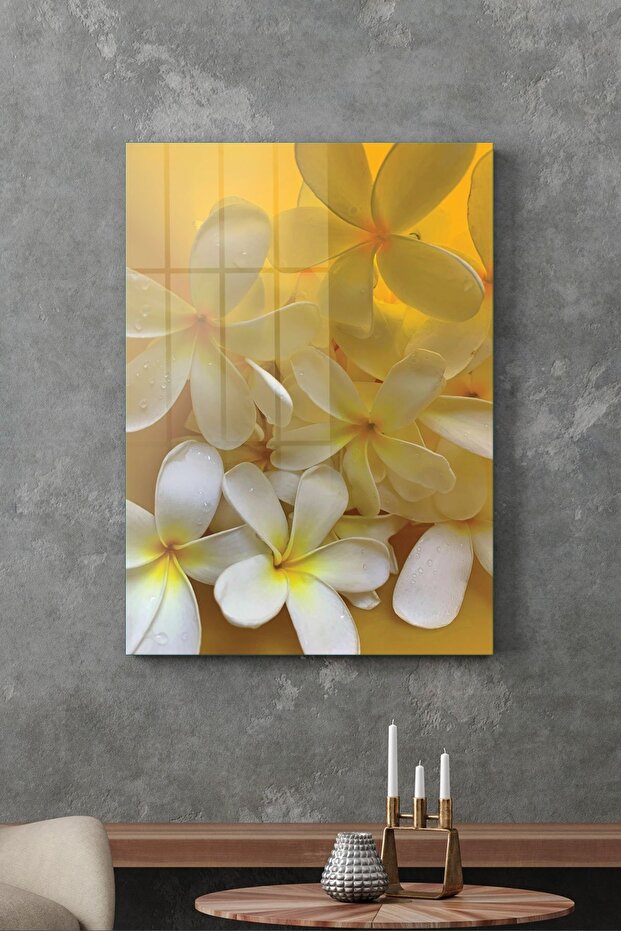 Glass Table White Lily Patterned - 3