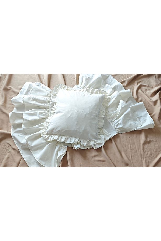Yatak Runner & Tek Kişilik Fırfırlı Ekru 60 X 170 1 Adet Yastık 45 X 45 - 3