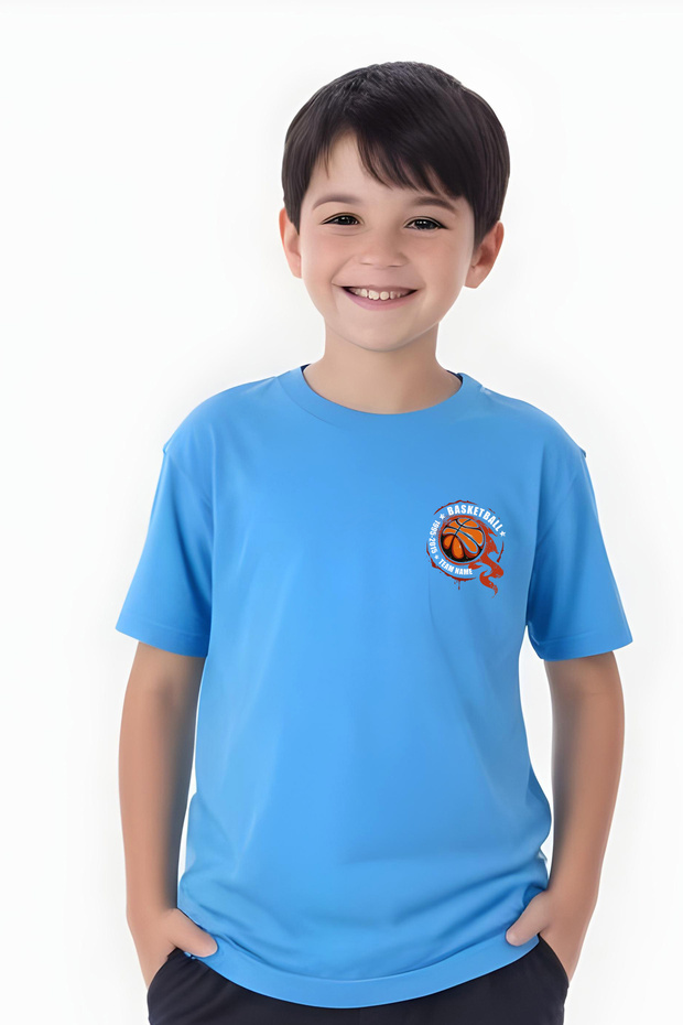 Burning Ball Printed Boy's Short Sleeve T-Shirt