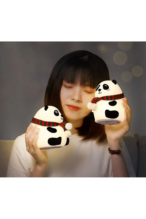 Panda Gece Lambası Çocuklar için Gece Işıkları Dokunmatik Sensörlü Renkli Masa Lambası - 7