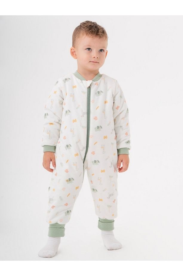 Uyku Tulumu Fermuarlı Uzun Kollu Kışlık Bebek Çocuk Safari Desenli Kalın 2,5 Tog Unisex - 8