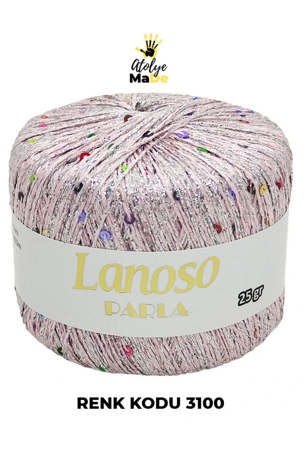 Parla 3100 - Yumuşak Simli Pullu El Örgü İpi - %75 Glitter Yarn %25 Payette&Sim 217mt 25gr TEK YUMAK - 1