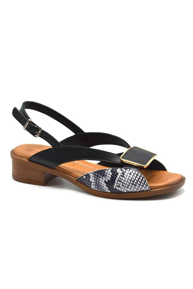 Women's leather sandal black 24026020y