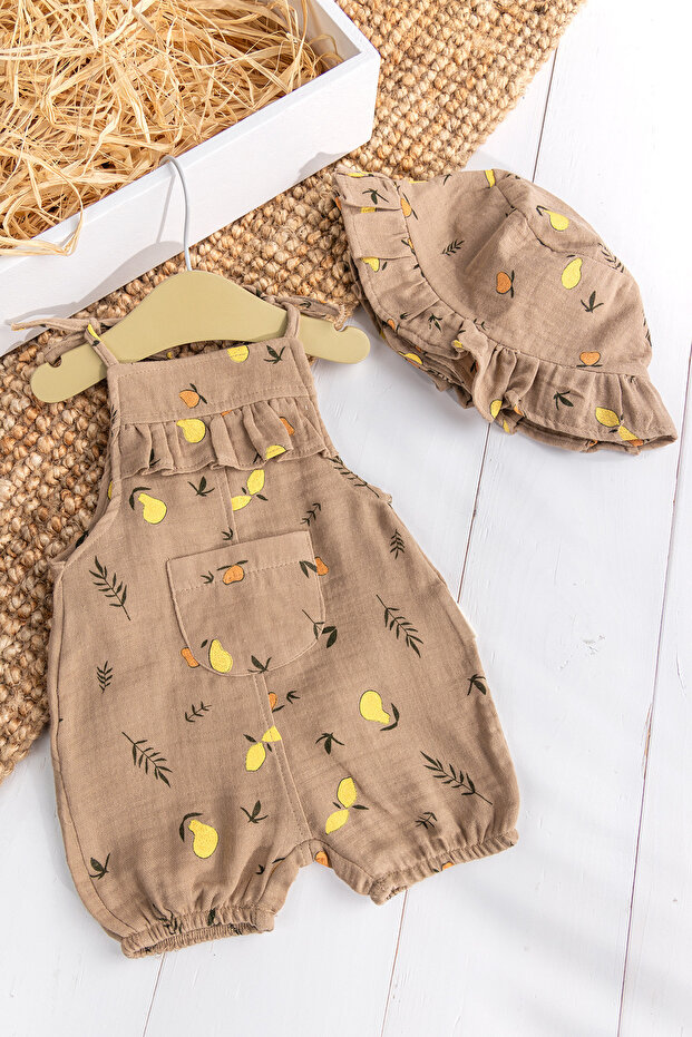 Frilly Hat Summer Muslin Baby Girl Jumpsuit
