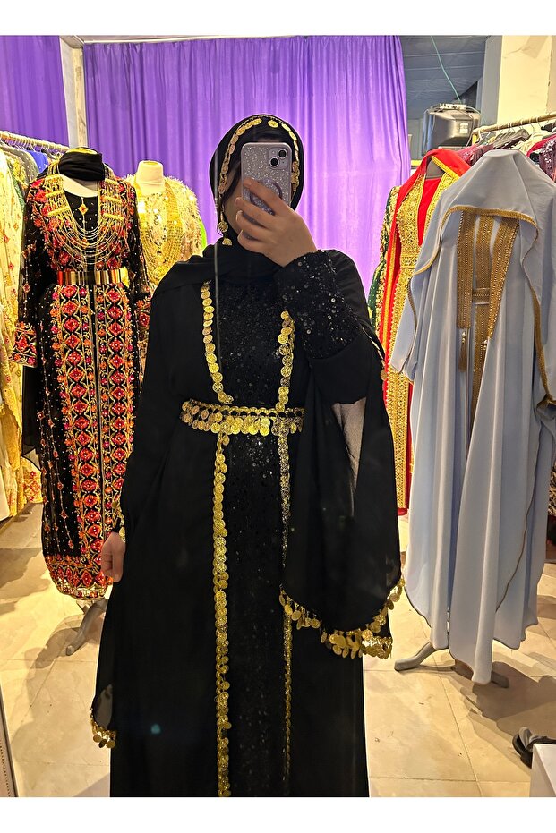 Siyah boncuklu kaftan - 3