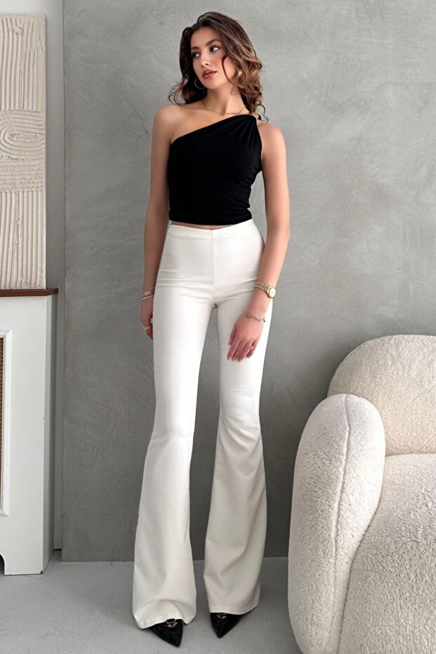 One Shoulder Black Blouse - 3