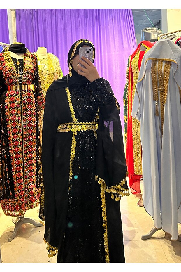 Siyah boncuklu kaftan - 5