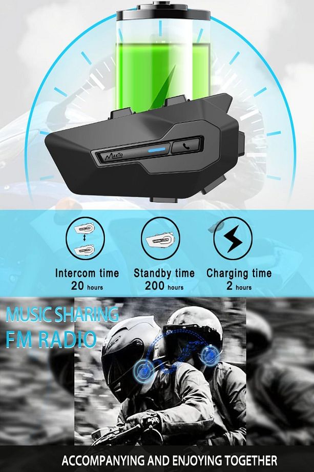 Yeni Model Maxto MX2 Intercom Motosiklet Kask Hoparlörü Bluetooth Intercom Hi-Fi Ses IPX6 - 7