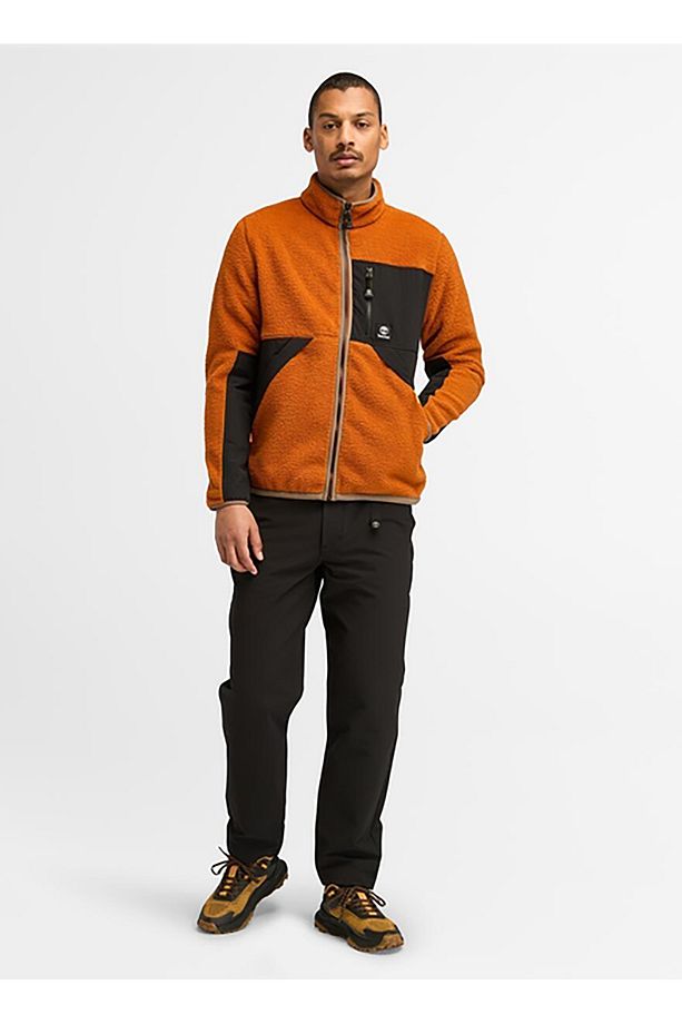 Kahve Erkek Düz Yaka Normal Bel Normal Kalıp Ceket TB0A62EB8881_Sherpa Fleece Jacket - 2