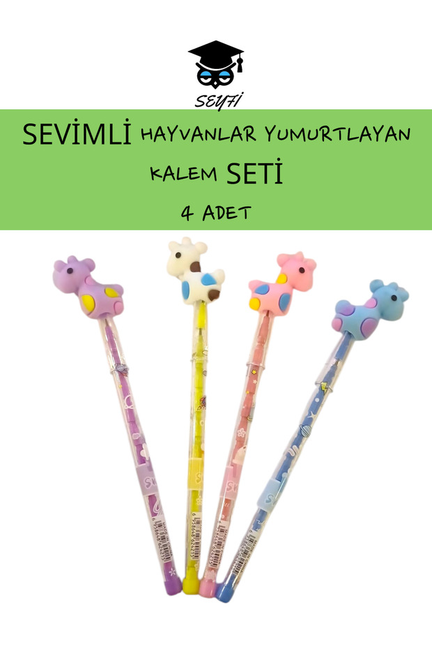 Egging Pencil Set for Cute Animals - 4 Pcs