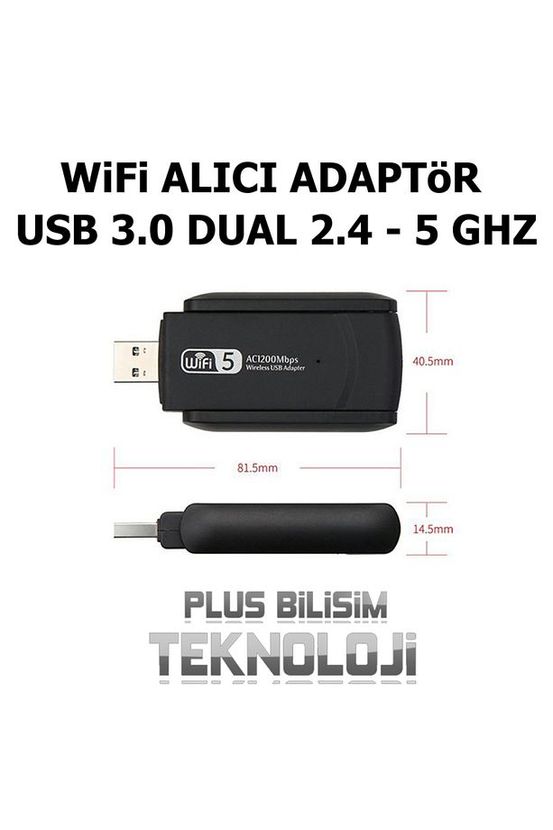 Wifi Alıcı Adaptör AC1200 Mbps Usb 3.0 Çift Antenli 2.4 ve 5 Ghz Destekli Tak Kullan - 2