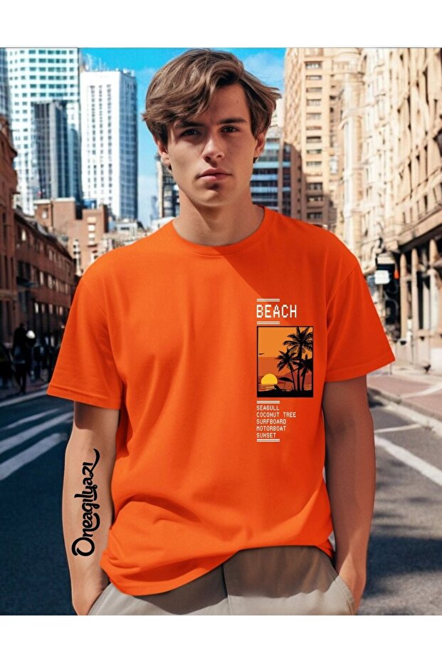 Beach Printed Men's Oversize T-Shirt