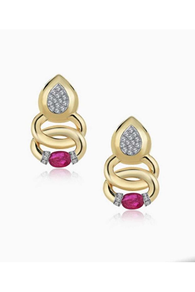 Fusya Stone Pery Gold Earrings
